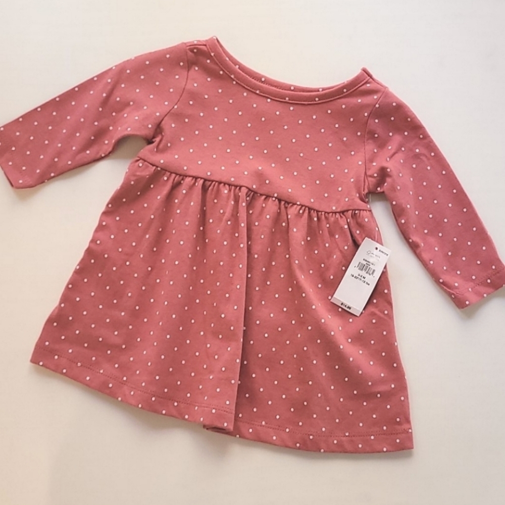 NWT Baby Girl Polka Dot Coral Pink Dress 0-3m